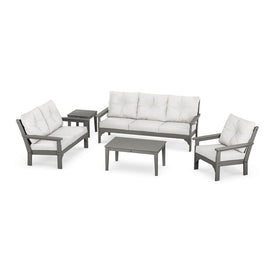Vineyard Five-Piece Deep Seating Set - Slate Gray/Textured Linen
