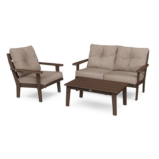 Lakeside Three-Piece Deep Seating Set - Mahogany/Spiced Burlap