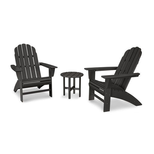Vineyard Three-Piece Curveback Adirondack Set - Black