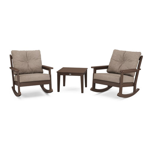 Vineyard Three-Piece Deep Seating Rocker Set - Mahogany/Spiced Burlap