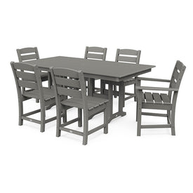 Lakeside Seven-Piece Farmhouse Dining Set - Slate Gray