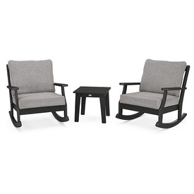 Braxton Three-Piece Deep Seating Rocker Set - Black/Gray Mist