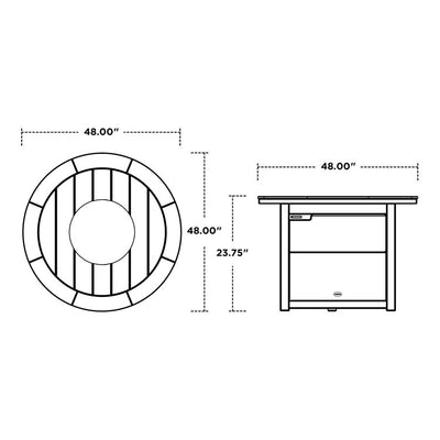 Round 48" Fire Pit Table - Black