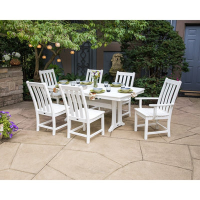 Vineyard Nautical Seven-Piece Trestle Dining Set - White