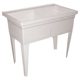Serv-a-Sink 40" x 24" x 14" Double Bowl Laundry Sink with Steel Legs