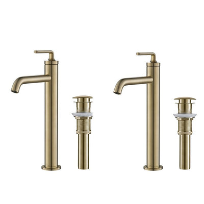 Ramus Single Handle Bathroom Vessel Sink Faucets with Pop-Up Drain 2-Pack