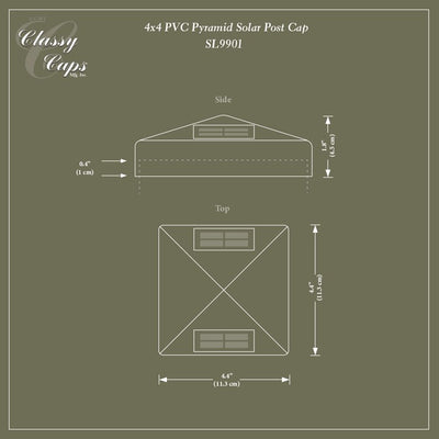 Pyramid 4" x 4" PVC Solar Post Cap - White 2-Pack
