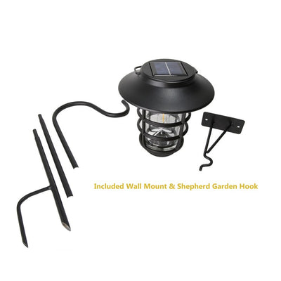 Nottingham Aluminum Solar Hanging Coach Light - Black 2-Pack
