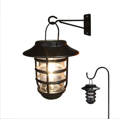 Nottingham Aluminum Solar Hanging Coach Light - Black 2-Pack