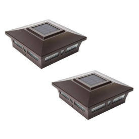 Oxford 6" x 6" Aluminum Solar Post Cap - Brown 2-Pack