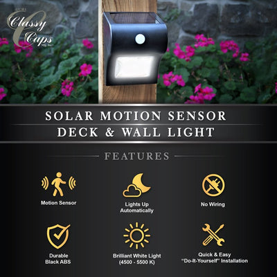 Solar Motion-Sensor Deck and Wall Light 2-Pack