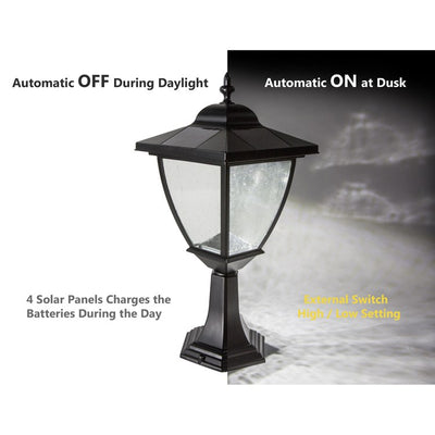 Elegante Aluminum Solar Lamp - Black 2-Pack
