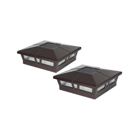 Cambridge 6" x 6" Aluminum Solar Post Cap - Brown 2-Pack