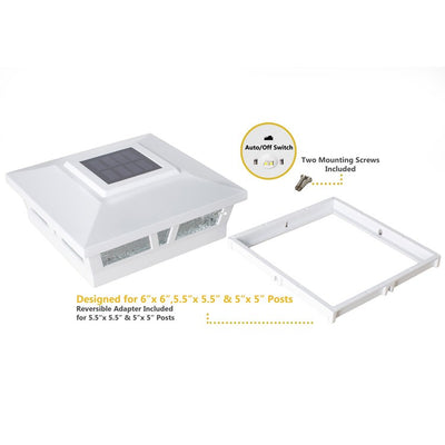 Oxford 6" x 6" Aluminum Solar Post Cap - White 2-Pack
