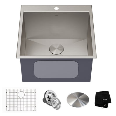 Standart Pro 22" Single Bowl 16-Gauge Stainless Steel Deep Dual-Mount Laundry/Utility Sink