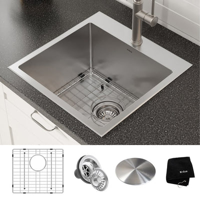 Standart Pro 18" x 18" Single Bowl 16-Gauge Stainless Steel Drop-In Kitchen Sink with One Hole