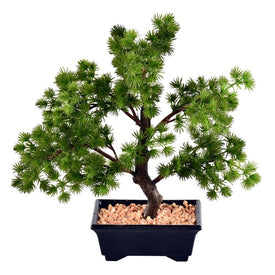 12" Artificial Potted Pine Bonsai Tree