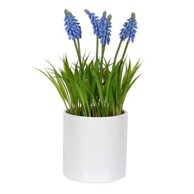 13.5" Artificial Purple Hyacinth Flower in Ceramic Pot
