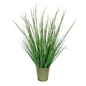 28" Artificial Potted Green Reed Grass