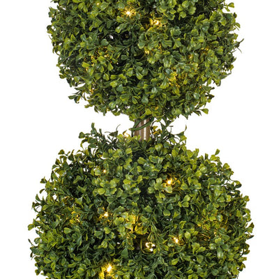 4' Artificial Triple Ball Green Boxwood Topiary with LED Lights
