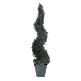 48" Artificial UV-Resistant Pond Cypress Spiral in Two-Tone Green Pot