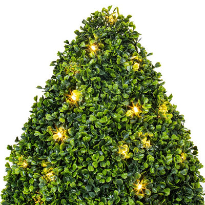 15"W x 24"H Artificial Teardrop-Shaped Boxwood Bush with LED Lights
