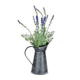 17.5" Artificial Lavender in Galvanized Pot