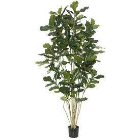7' Artificial Green Potted Fiddle Tree