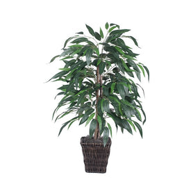 4' Artificial Mango Bush in Square Willow Basket