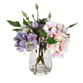 8" Artificial Light Pink and Purple Hydrangea