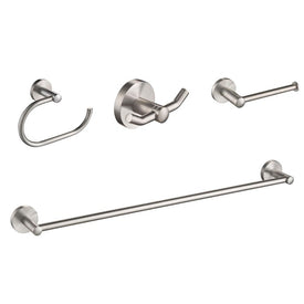 Elie 4-Piece Bath Hardware Set with 24" Towel Bar, Paper Holder, Towel Ring and Robe Hook