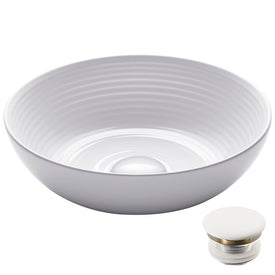 Viva 13" D x 4-3/8" H Round White Porcelain Bathroom Vessel Sink with Pop-Up Drain
