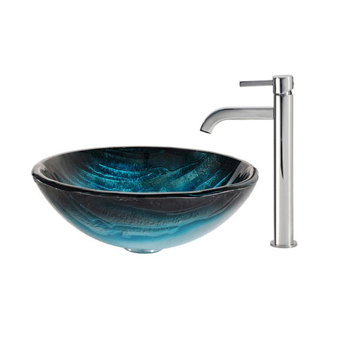 Ladon Glass Vessel Sink with Ramus Faucet