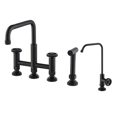 Urbix Industrial Bridge Kitchen Faucet and Water Filter Faucet Combo