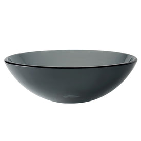 16.5" Round Clear Black Glass Bathroom Vessel Sink