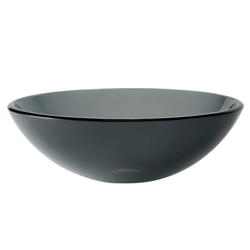 16.5" Round Clear Black Glass Bathroom Vessel Sink