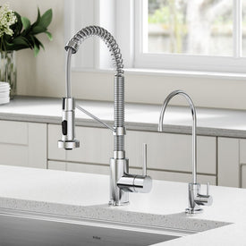 Bolden Commercial-Style Pull Down Kitchen Faucet and Purita Water Filter Faucet Combo