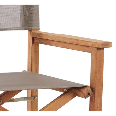 Director Teak Folding Outdoor Chair in Taupe