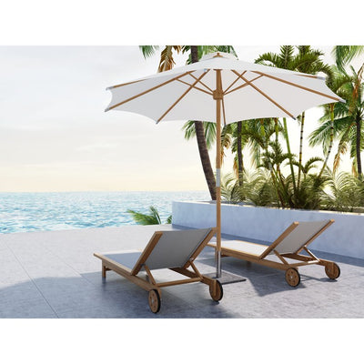 Montauk Teak Outdoor Sunlounger in White with Wheels
