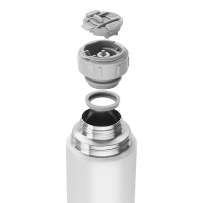 Thermo 33.8 oz/1 liter Beverage Bottle - Silver/White