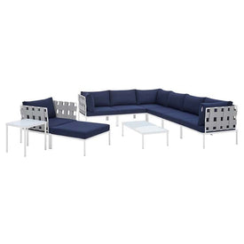 Harmony Ten-Piece Sunbrella Outdoor Patio Aluminum Sectional Sofa Set