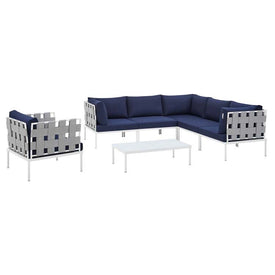 Harmony Seven-Piece Sunbrella Outdoor Patio Aluminum Sectional Sofa Set