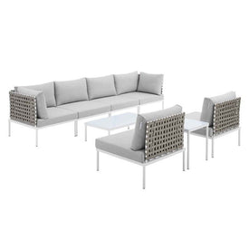 Harmony Eight-Piece Sunbrella Basketweave Outdoor Patio Aluminum Sectional Sofa Set