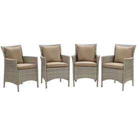 Conduit Outdoor Patio Wicker Rattan Dining Armchairs Set of 4