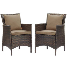 Conduit Outdoor Patio Wicker Rattan Dining Armchairs Set of 2