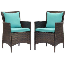 Conduit Outdoor Patio Wicker Rattan Dining Armchairs Set of 2