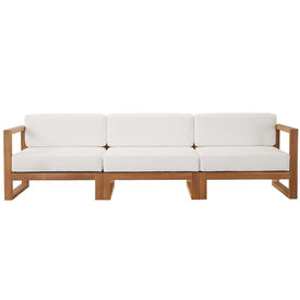 Upland Outdoor Patio Teak Wood Three-Piece Sectional Sofa Set