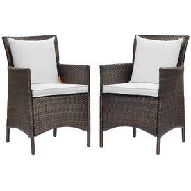 Conduit Outdoor Patio Wicker Rattan Dining Armchairs Set of 2
