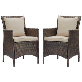 Conduit Outdoor Patio Wicker Rattan Dining Armchairs Set of 2