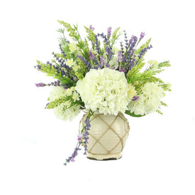 22" Artificial Mixed Floral Arrangement with Lavender, Hydrangeas, and Heather